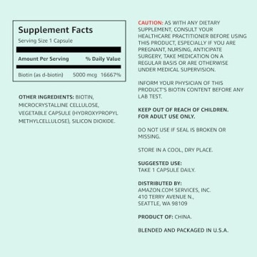 Buy Amazon Elements Vegan Biotin 5000 mcg 130 Capsules