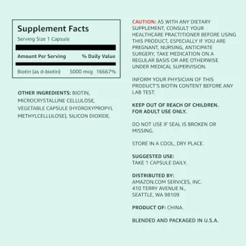 Buy Amazon Elements Vegan Biotin 5000 mcg 130 Capsules