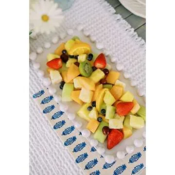 Mud Pie Raised Dot Long Platters (Large),White 8 1/2" x 16"