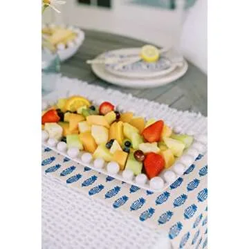 Mud Pie Raised Dot Long Platters (Large),White 8 1/2" x 16"