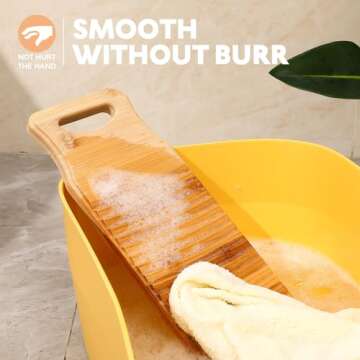 OUNONA Washboard for Laundry, Clothes Wash Boards-old Fashioned Hand Washer,Wash Board, Washing Board for women School Home Wood Anti-slip Bamboo Household Tools Vintage Decor(15.7 * 5.9 * 0.7Inch)