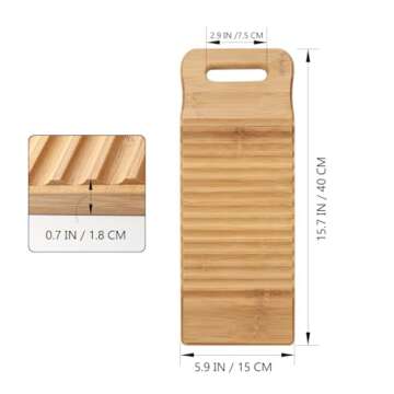 OUNONA Washboard for Laundry, Clothes Wash Boards-old Fashioned Hand Washer,Wash Board, Washing Board for women School Home Wood Anti-slip Bamboo Household Tools Vintage Decor(15.7 * 5.9 * 0.7Inch)