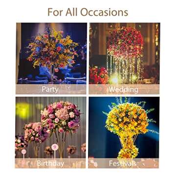 Sziqiqi Gold Centerpieces for Table Wedding Geometric Metal Flower Stands for Centerpiece Tables Metalllic Tall Risers for Tabletop Arrangement Reception 20in Centros de Mesa para Bodas