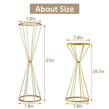 Sziqiqi Gold Centerpieces for Table Wedding Geometric Metal Flower Stands for Centerpiece Tables Metalllic Tall Risers for Tabletop Arrangement Reception 20in Centros de Mesa para Bodas