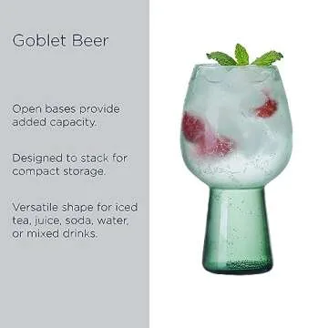 Mikasa Phoebe Goblet Beverage Glass, Set of 4, Sage