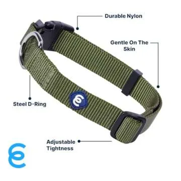 Blueberry Pet Essentials Matching Medium Dog Collar | Adjustable Classic Solid Color Nylon Dog Collars for Medium Dogs | Military Green Dog Collar for Medium Dogs
