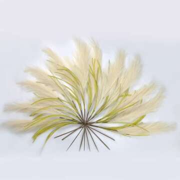 Kisteen 12-Pcs Faux Pampas Grass - [Cream Color] Artificial Pampas Grass Decor [30"/76cm] | Fake Pampas Grass | Boho Fluffy Pampas Grass | Feather Decor for Vase | Faux Pompous Grass
