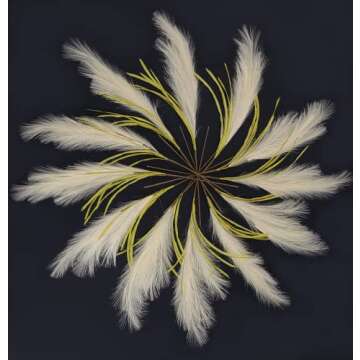 Kisteen 12-Pcs Faux Pampas Grass - [Cream Color] Artificial Pampas Grass Decor [30"/76cm] | Fake Pampas Grass | Boho Fluffy Pampas Grass | Feather Decor for Vase | Faux Pompous Grass