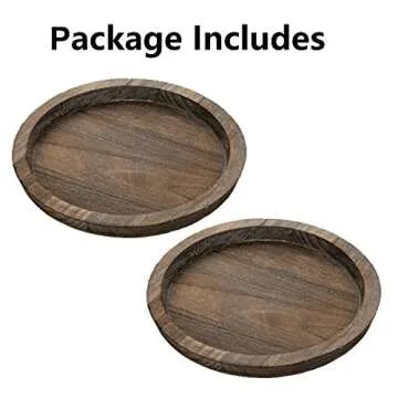 Romadedi Rustic Wooden Tray Candle Holder - Small Decorative Plate Pillar Candle Tray Wood for Farmhouse Kitchen Countertop Coffee Table Organizer Home Decor Wedding Centerpiece, Size L-2pcs