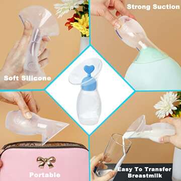 Elate Manual Breast Pump for Breastfeeding | Silicone Milk Collector with Leak-Proof Stoppers for Nu...