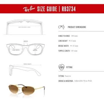 Ray-Ban RB3734 001/M2 56MM Gold/Crystal Lens Brown Gradient Polarized Oval Sunglasses for Men for Women + BUNDLE With Designer iWear Complimentary Eyewear Kit