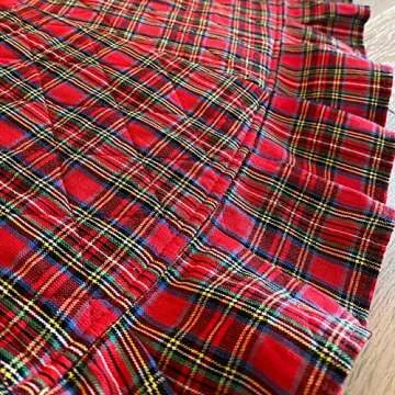 48" Red Tartan Quilted Homespun Cotton Christmas Tree Skirt by Marilee Home