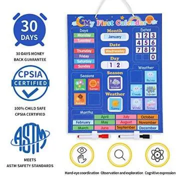 FBve Classroom Calendar Chart for Kids - Fun Learning Toy