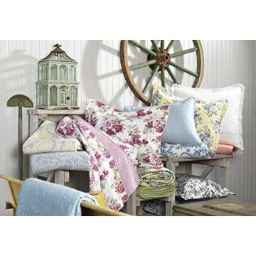 Laura Ashley Home - Queen Quilt Set, Reversible Cotton Bedding with Matching Shams, Pre-Washed Home ...