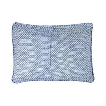 Laura Ashley Home - Queen Quilt Set, Reversible Cotton Bedding with Matching Shams, Pre-Washed Home Decor for Added Softness (Flora Blue, Queen)