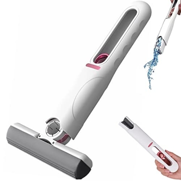 Portable Self-Squeeze Short Mop, Mini Lazy Hand Wash-Free Strong Absorbent Mop, Wet and Dry Use, Flo...