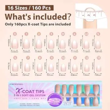 BTArtboxnails XCOATTIPS Ombre Nails - Short Almond Press on Nails, 160Pcs 16 Sizes Nude Press on Nails Peach, Soft Gel Nails False Nail, Soak Off Acrylic Fake Nails Extensions
