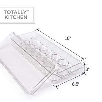 Totally Kitchen Egg Holder for Refrigerator, Fridge Organizers and Storage Clear, BPA-Free Plastic Storage Containers with Lid & Handles, 21 Eggs Tray Bins