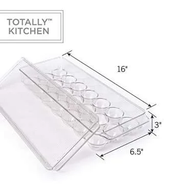 Totally Kitchen Egg Holder for Refrigerator, Fridge Organizers and Storage Clear, BPA-Free Plastic Storage Containers with Lid & Handles, 21 Eggs Tray Bins