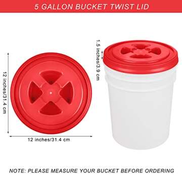 Aodaer 4 Pieces Seal Lid 5 Gallon Bucket Twist Lid Food Storage Container Lid Reusable Plastic Seal ...