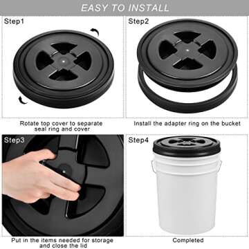 Aodaer 4 Seal Lids for 5 Gallon Buckets in Mixed Colors