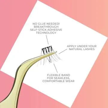 KISS imPRESS Falsies Press On Self Adhesive Eyelashes, 10mm-12mm Natural Volume Press On Lashes, Black, No Glue Needed, Invisible Band, 12 Lash Clusters - Classy