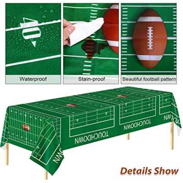 ADXCO 145 Pieces Football Themed Party Supplies Football Paper Plates Cups Napkins Spoons Forks Knives Tablecloth Football Party Tableware for Game Day Party Decorations, Serves 24 Guests