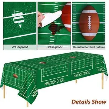 ADXCO 145 Pieces Football Themed Party Supplies Football Paper Plates Cups Napkins Spoons Forks Knives Tablecloth Football Party Tableware for Game Day Party Decorations, Serves 24 Guests