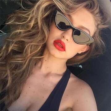 GIFIORE Retro Vintage Cat Eye Sunglasses for Women Trendy Narrow Cateye Frame Sun Glasses (2 Pack Bl...