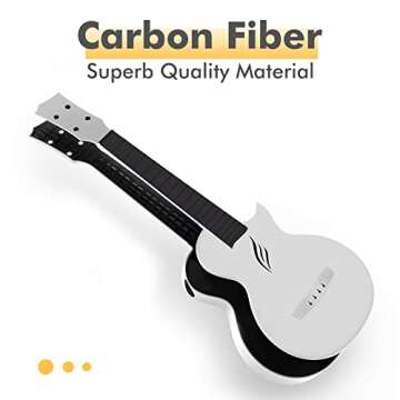 Enya Concert Ukulele Nova U 23’’ Carbon Fiber Travel Ukulele with Beginner Kit includes online lessons, case, strap, capo and strings (White)