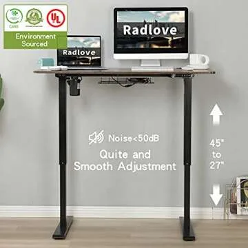 Radlove Electric Standing Desk 48 x 24 Inches, Height Adjustable Computer Desk Sit Stand Desk Home Office Desks with Splice Board and A Under Desk Cable Management Tray, Rustic Brown Top/Black Frame