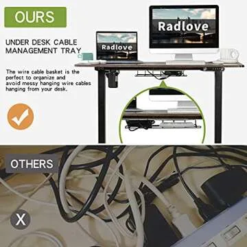 Radlove Electric Standing Desk 48 x 24 Inches, Height Adjustable Computer Desk Sit Stand Desk Home Office Desks with Splice Board and A Under Desk Cable Management Tray, Rustic Brown Top/Black Frame