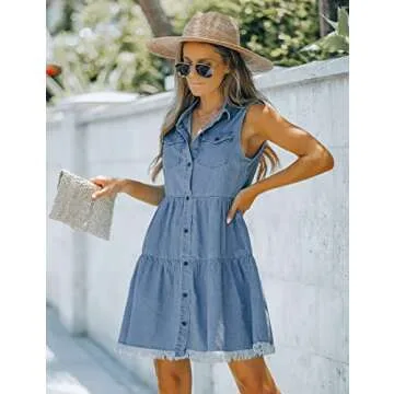 Stylish Summer Denim Babydoll Dress for Women