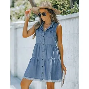 Stylish Summer Denim Babydoll Dress for Women