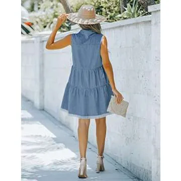 Stylish Summer Denim Babydoll Dress for Women