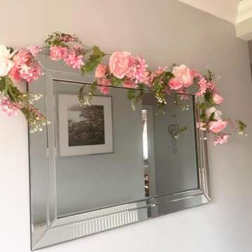 Blush Peony Flowers, OrgMemory Rose Flower Vine, Light Pink Flower Garland, 6' Floral Garland for Wedding Decor Home Table Runner Mantle Decoration (Pink Peony Garland)