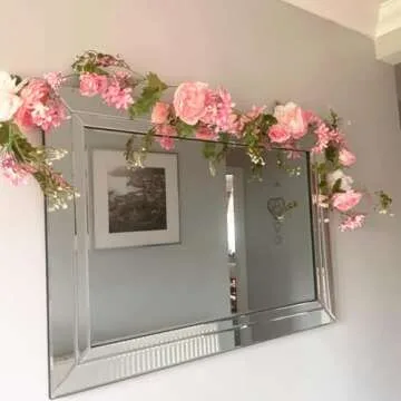 Blush Peony Flowers, OrgMemory Rose Flower Vine, Light Pink Flower Garland, 6' Floral Garland for Wedding Decor Home Table Runner Mantle Decoration (Pink Peony Garland)