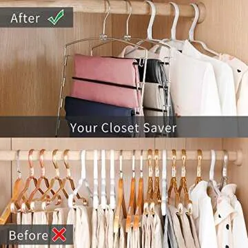 FeeraHozer Space Saving Pants Hangers for Organized Closet