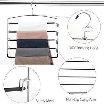 FeeraHozer Space Saving Pants Hangers for Organized Closet