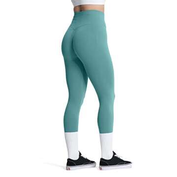 Aoxjox Women's Scrunch Butt Lifting Seamless Leggings Booty High Waisted Workout Yoga Pants (Sage Green (Thin Scrunch), X-Large)