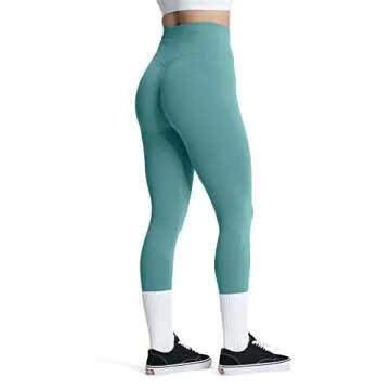 Aoxjox Women's Scrunch Butt Lifting Seamless Leggings Booty High Waisted Workout Yoga Pants (Sage Green (Thin Scrunch), X-Large)