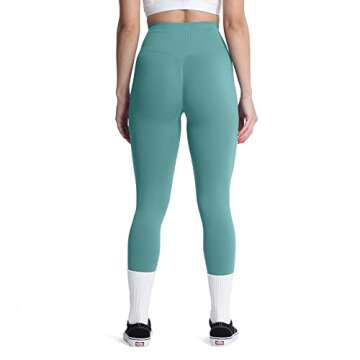 Aoxjox Women's Scrunch Butt Lifting Seamless Leggings Booty High Waisted Workout Yoga Pants (Sage Green (Thin Scrunch), X-Large)