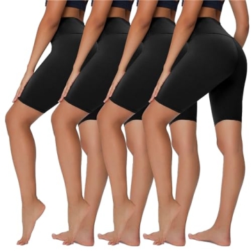 Sundwudu 4 Pack Biker Shorts for Women - 8” High Waist Tummy Control Summer Workout Shorts for Run...