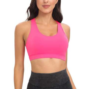 RUNNING GIRL Sports Bra for Women, Criss-Cross Back Padded Strappy Sports Bras Medium Support Yoga Bra with Removable Cups(2353 Brilliant Pink_L)