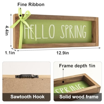 Flangairy Hello Spring Wooden Decor Sign for Home