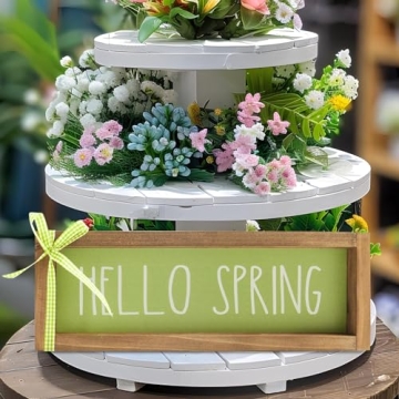 Flangairy Hello Spring Wooden Decor Sign for Home
