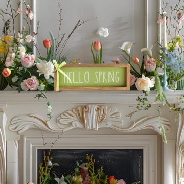 Flangairy Hello Spring Wooden Decor Sign for Home