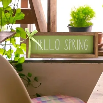 Flangairy Hello Spring Wooden Decor Sign for Home
