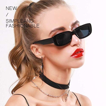 Clear Ant Rectangle Sunglasses for Women with UV400 Protection