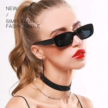 Clear Ant Rectangle Sunglasses for Women with UV400 Protection